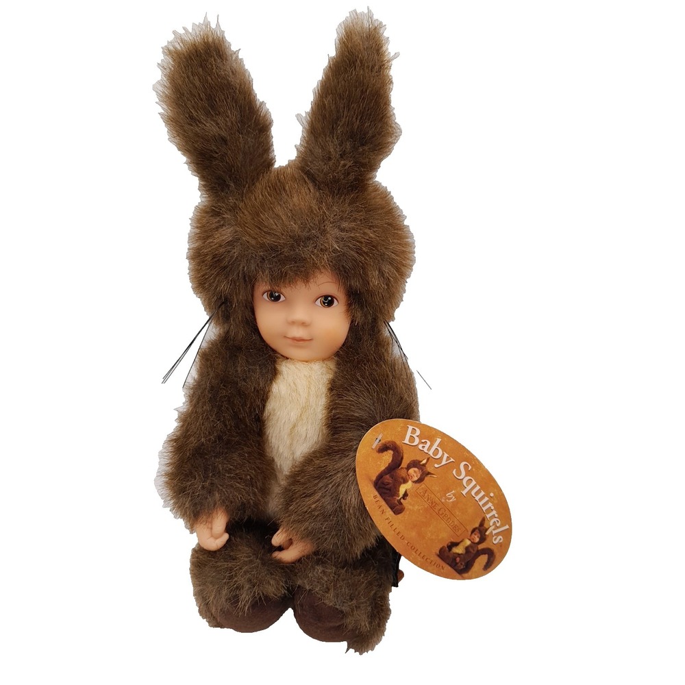 Vintage Anne Geddes Baby Squirrels Plush Doll 1998 WITH TAGS 10 inch